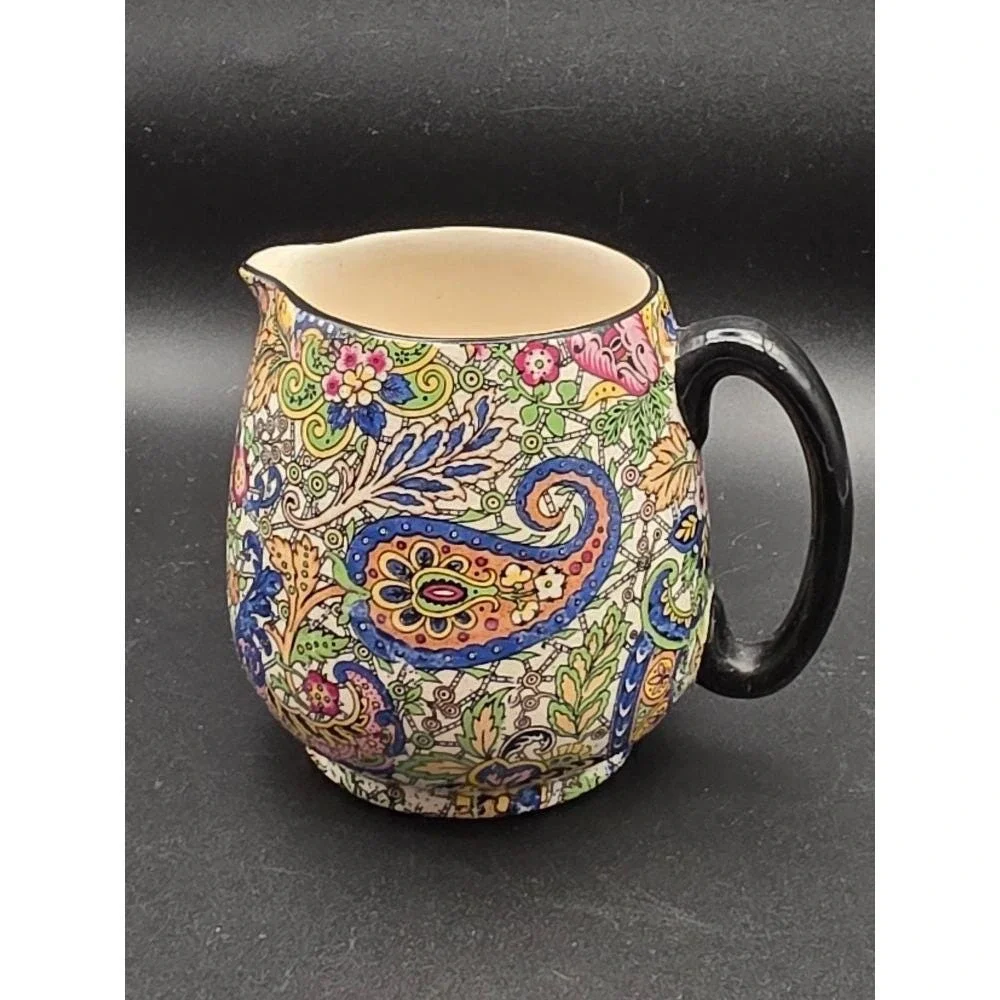 Vintage Burlington Ware Creamer,‎ Paisley Pattern Pitcher, Chintz Floral, READ